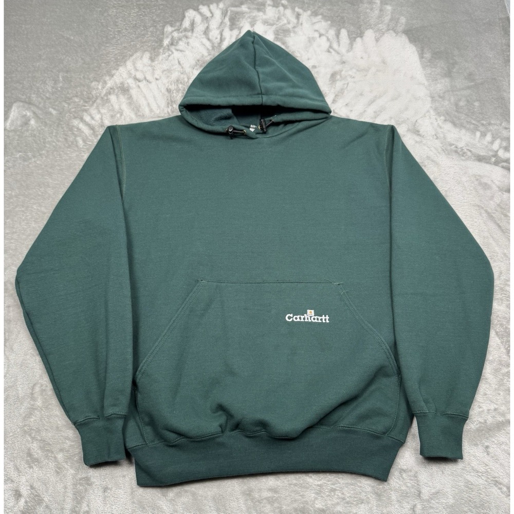 Vintage Carhartt Hoodie Mens Medium Green Pullover Sweatshirt K132 HTG 90s Y2K